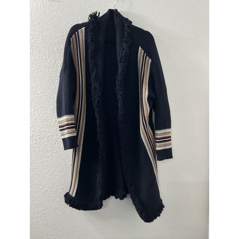 Charlie B Womens Size M Fluffy Penny Lane Cardigan Blue Stripe Warm Cozy Winter